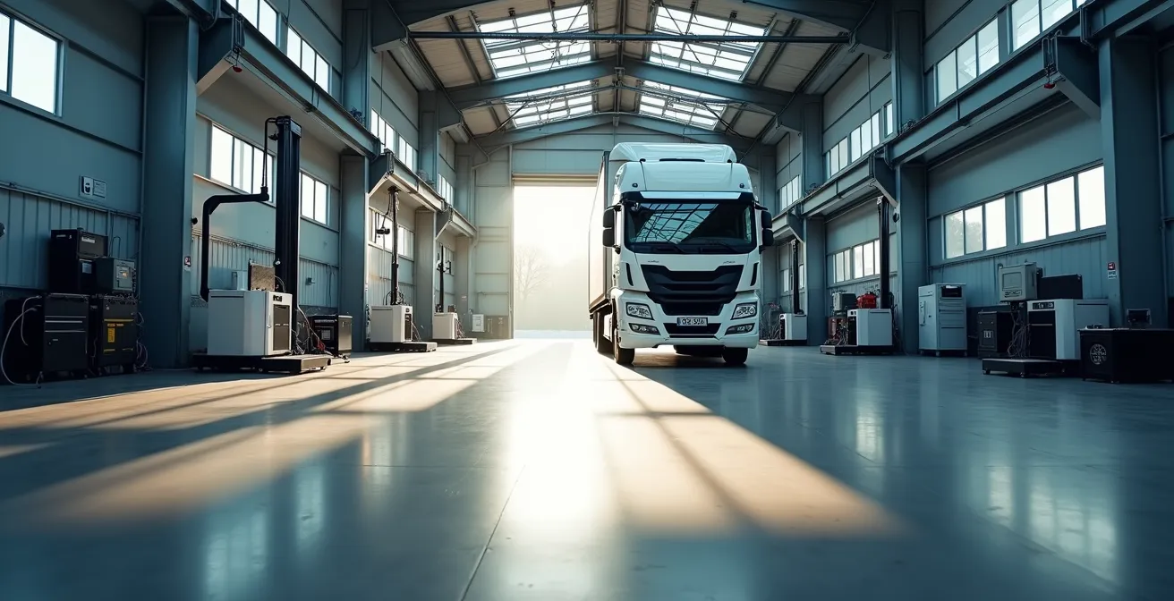 Atelier de mécanique lourde moderne avec équipements spécialisés